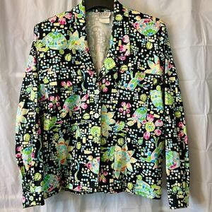 Vintage Regal Bamboo Trader Tropical Mosaic Turtle &‎ Gecko Jacket/ Shacket Sz M